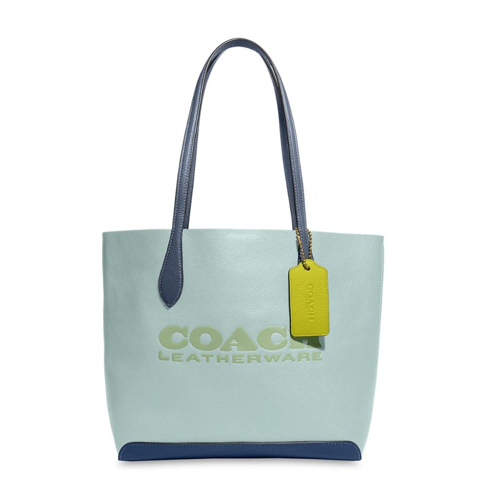 Kia Colorblocked Pebble Leather Tote